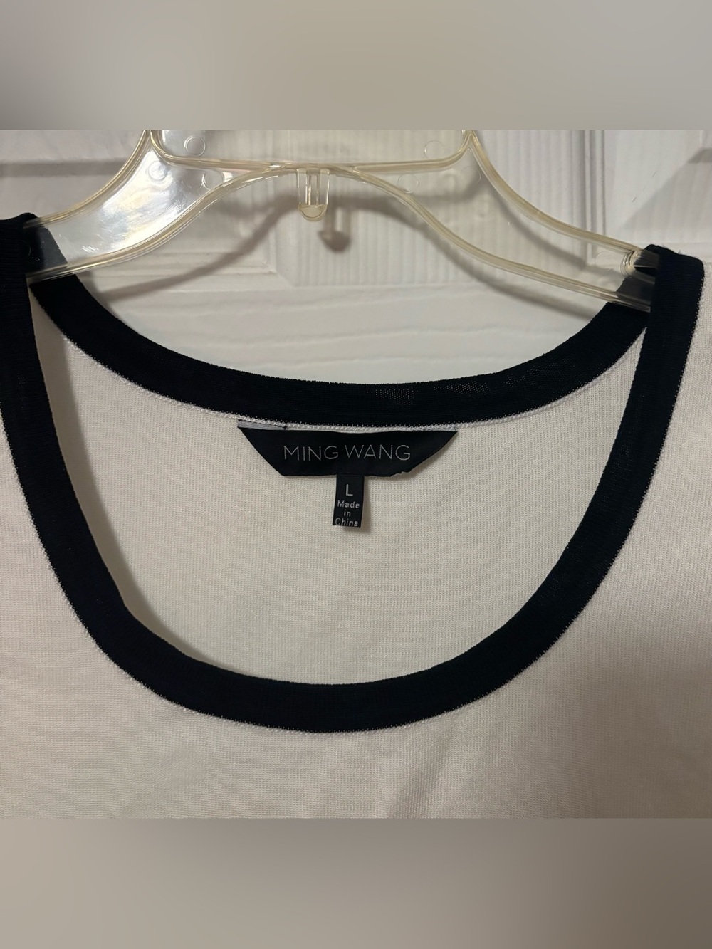 Ming Wang White Tank Top with Black Trim - Picture 3 of 5